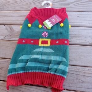 New Christmas Elf Dog Sweater Size Medium M